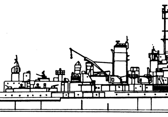 Combat ship USS BB-32 Wyoming 1945 [Battleship] - drawings, dimensions, figures
